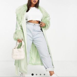 Asos curve fur trim coat